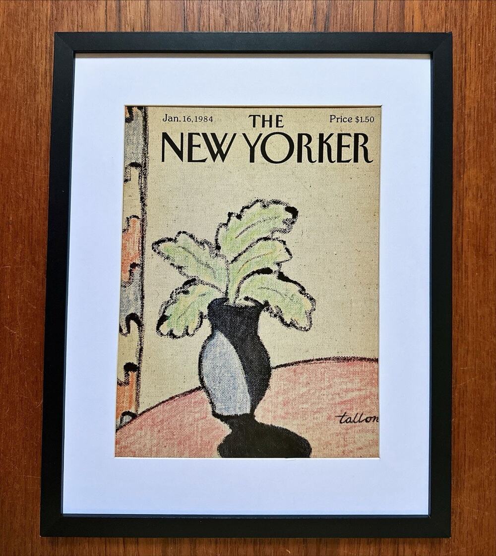 Framed 1984 The New Yorker January 16 Cover Shadow Vase Robert Tallon